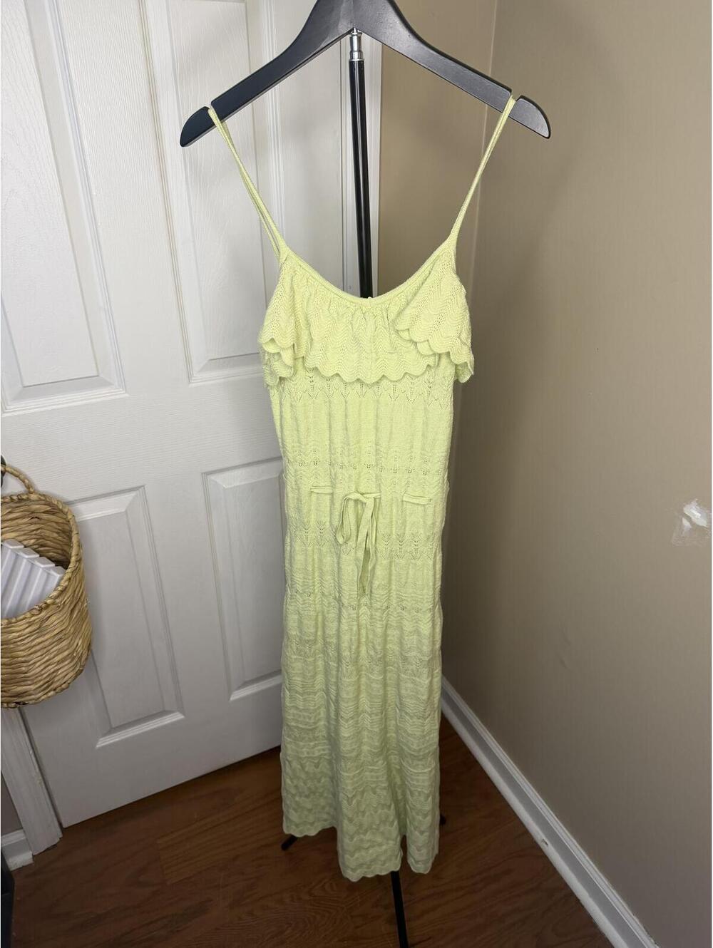 Anthropologie Crochet Knit Maxi Dress Women’s Small Pale Green Boho Sleeveless